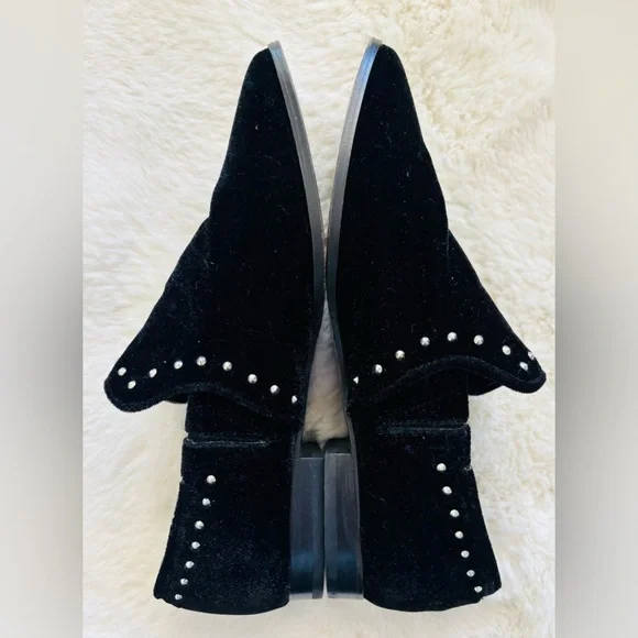 Steven By Steve Madden Archie Black Studded Velour Slipper Loafer Shoe Size: 6 - Picture 3 of 5